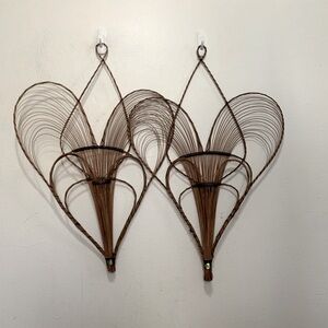 Fan Shaped Wicker Wall Pockets set of 2